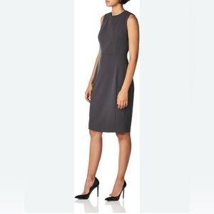 Calvin Klein Gray Scuba Crepe Sheath Sleeveless Dress, Size 12